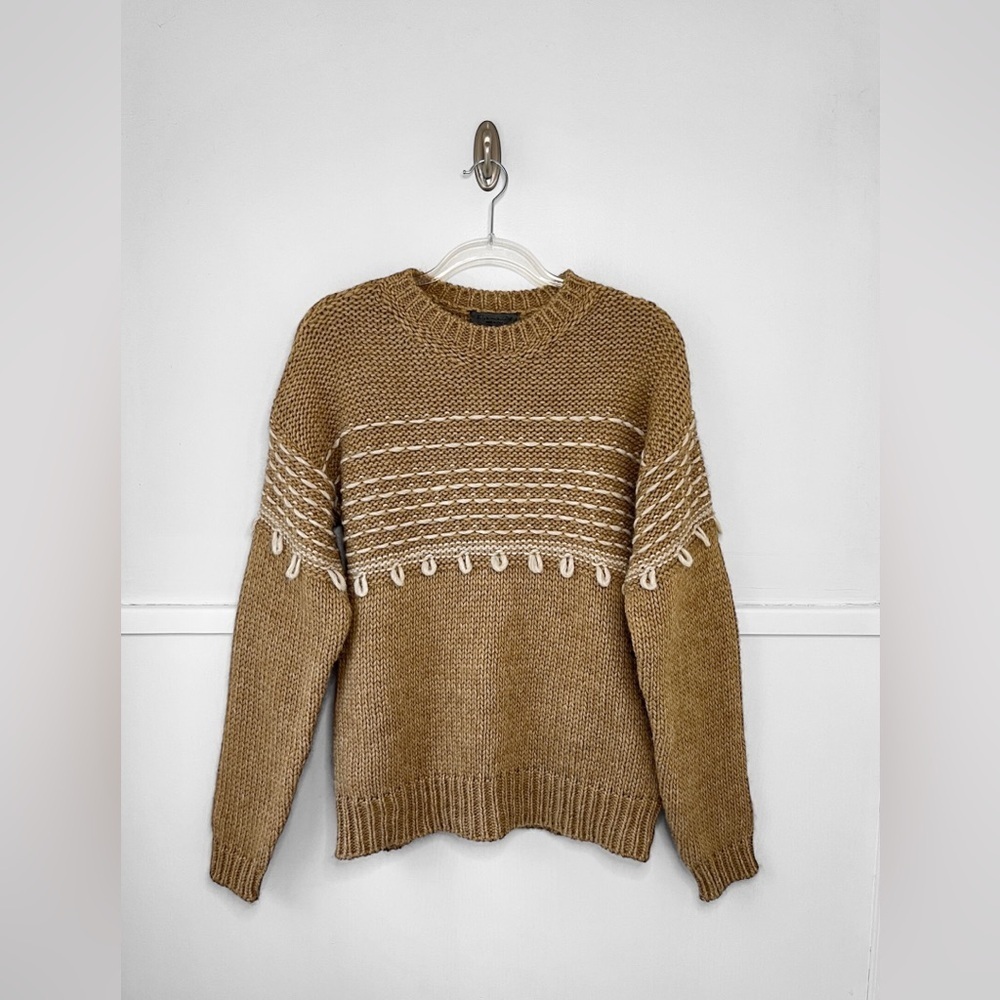 Anthropologie Elsamanda Wool Alpaca Chunky Knit Pullover Sweater in Oatmeal - Picture 8 of 12